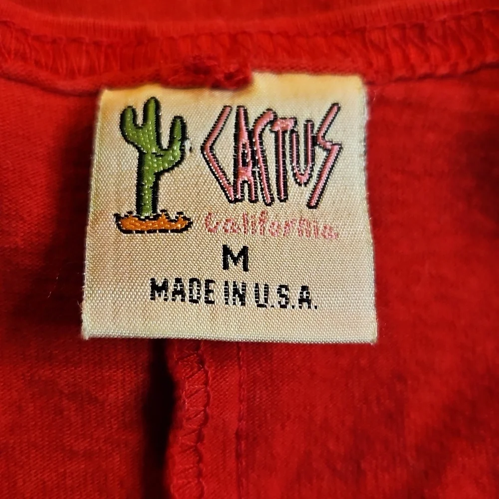 Vintage Cactus California Red Beach Dress Medium 100% Cotton - Picture 3 of 6